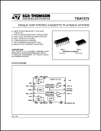 TDA7273 datasheet, SINGLE CHIP STEREO CASSETTE PLAYBACK SYSTEM.